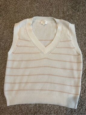 Gentle Fawn Cream and Tan Striped V-Neck Sweater Vest